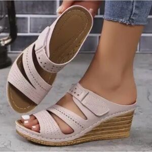 Elegant Light Pink Wedge Sandals in size 6.5 - NEW (I was sent the wrong size)